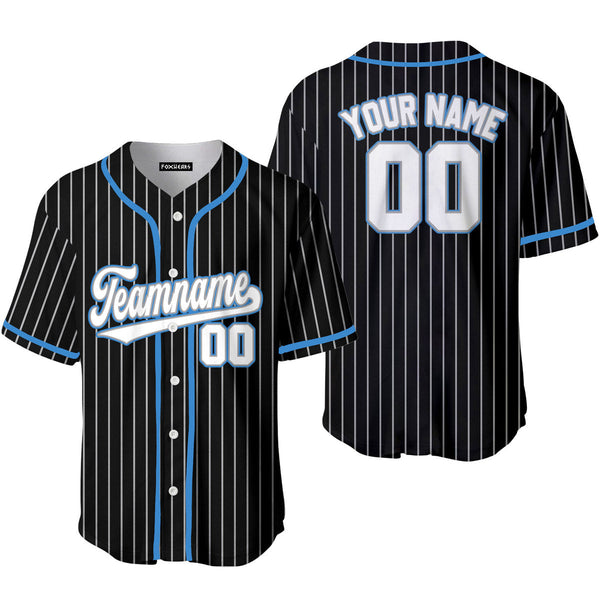 Custom Black Light Blue Pinstripe White Baseball Jerseys For Men & Women