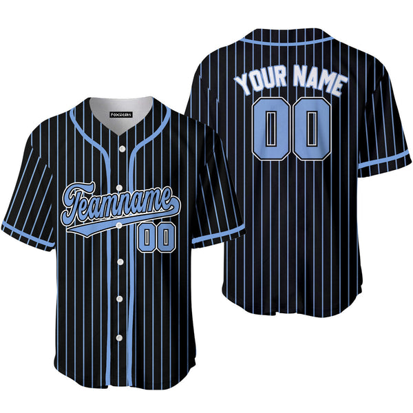 Custom Black Light Blue Pinstripe White Blue Jerseys For Men & Women