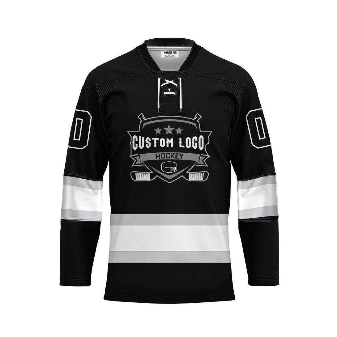 Custom Black Los Angeles Lace Neck Hockey Jersey For Men & Women