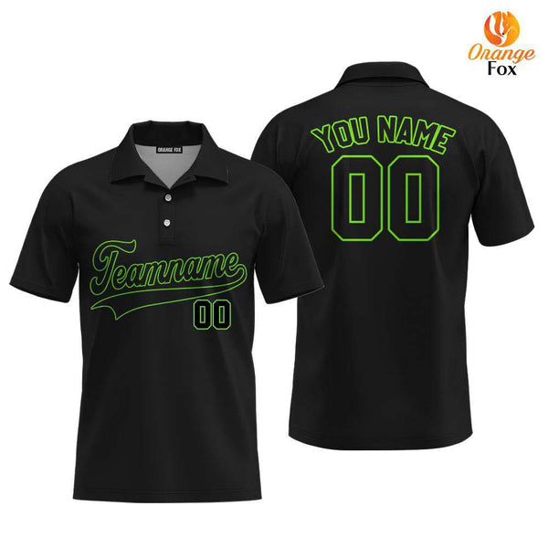 Custom Black Neon Green Custom Polo Shirt For Men