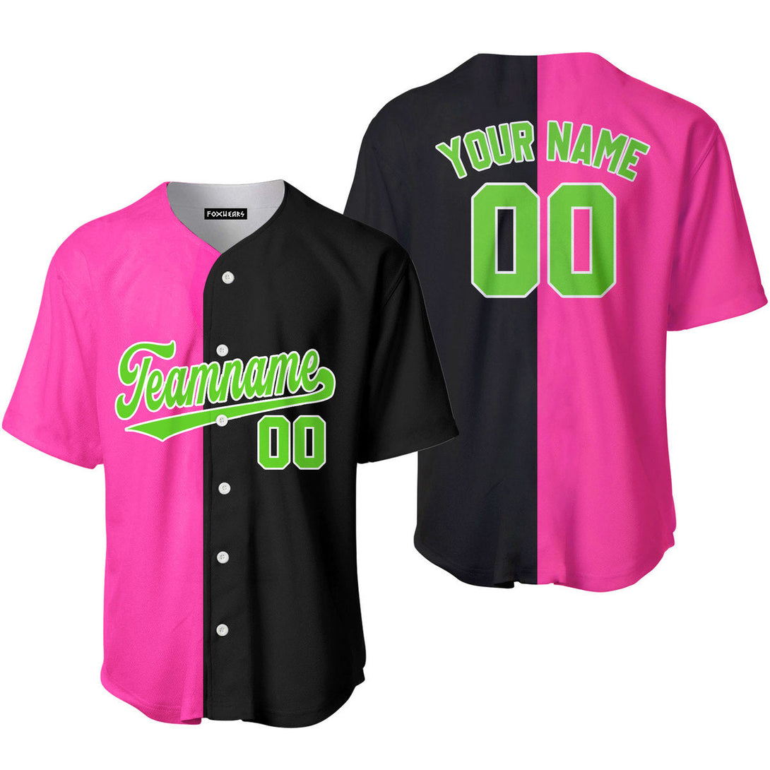 Custom Black Neon Green Pink Split Fashion Baseball Jerseys For Men & Women