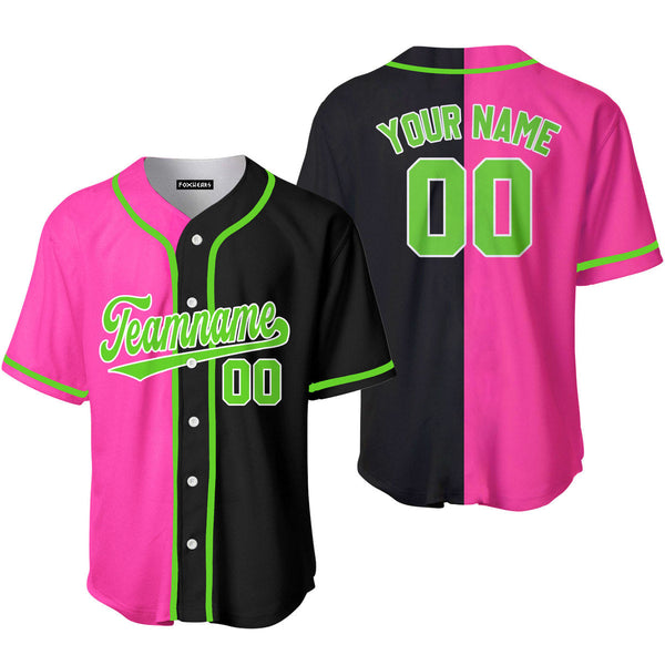 Custom Black Neon Green Pink Split Fashion Baseball Jerseys For Men & Women