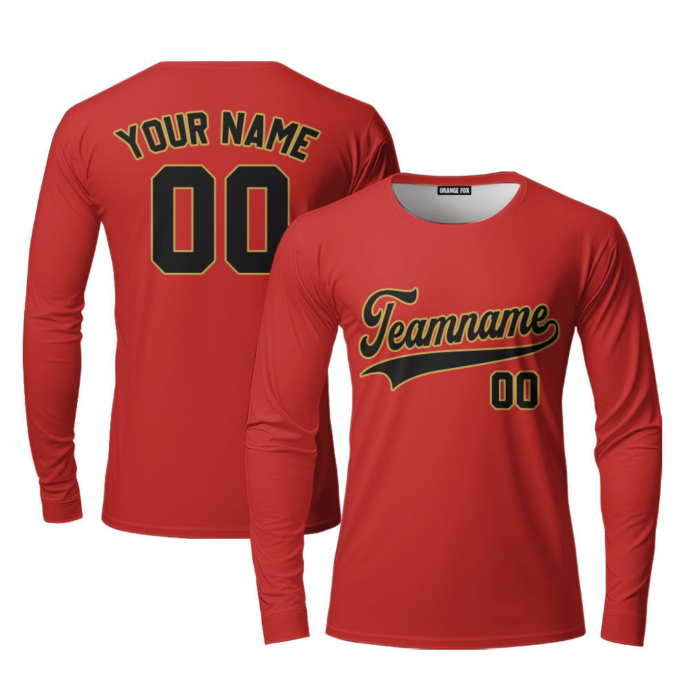 Custom Black Olive And Red Custom Long Sleeve T-Shirt For Men & Women