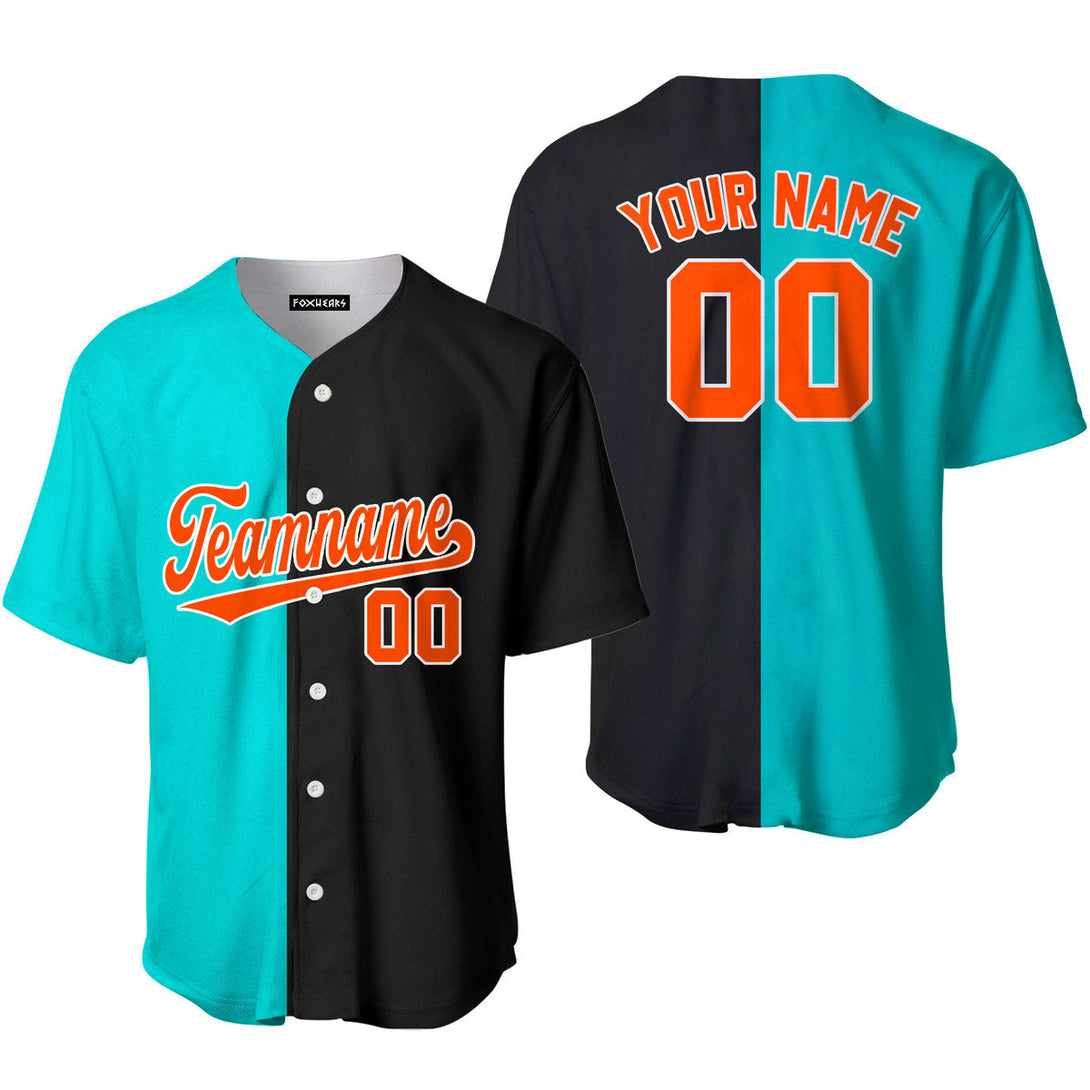 Custom Black Orange Blue Aqua Split Fashion Baseball Jerseys For Men & Women