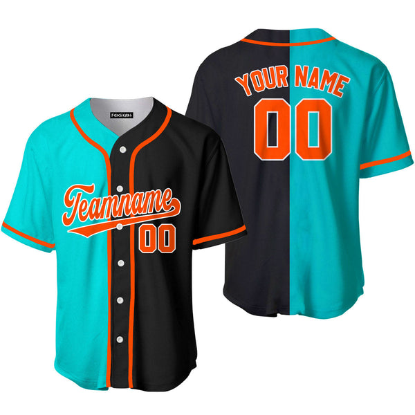 Custom Black Orange Blue Aqua Split Fashion Baseball Jerseys For Men & Women