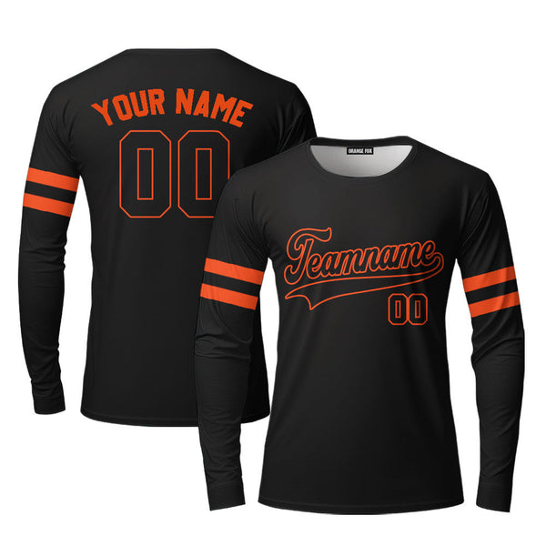 Custom Black Orange Custom Long Sleeve T-Shirt For Men & Women