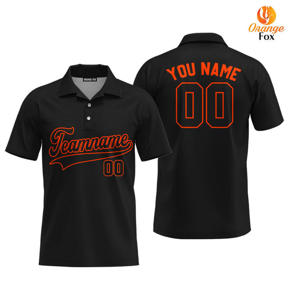 Custom Black Orange Custom Polo Shirt For Men