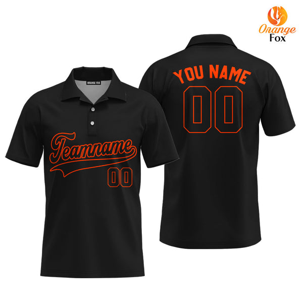 Custom Black Orange Custom Polo Shirt For Men