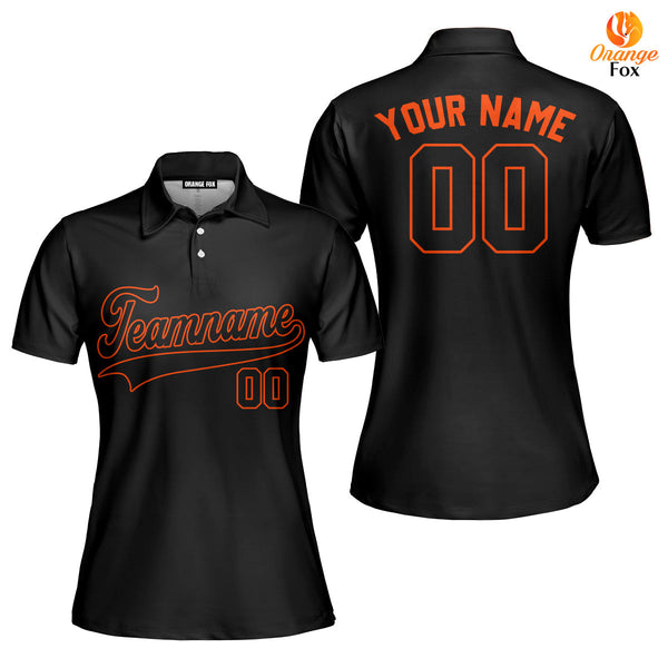 Custom Black Orange Custom Polo Shirt For Women