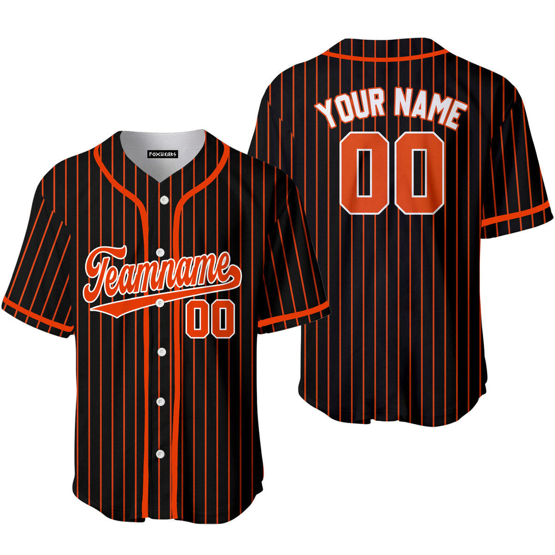 Custom Black Orange Pinstripe White Orange Jerseys For Men & Women