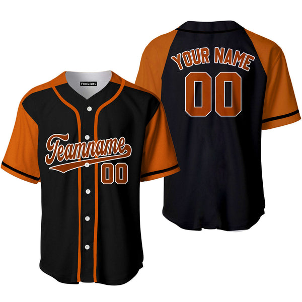 Custom Black Brown-White Orange Raglan Sleeves Baseball Jersey