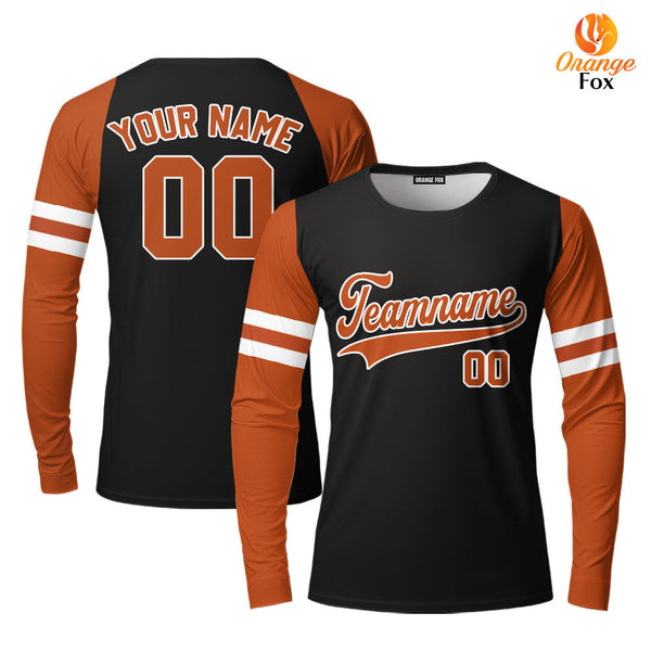 Custom Black Orange Raglan Brown White Custom Long Sleeve T-Shirt For Men & Women