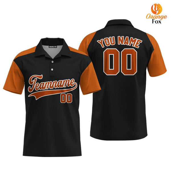 Custom Black Orange Raglan Brown White Custom Polo Shirt For Men