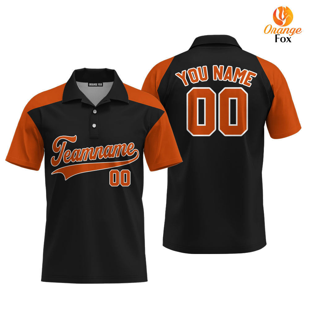 Custom Black Orange Raglan Brown White Custom Polo Shirt For Men