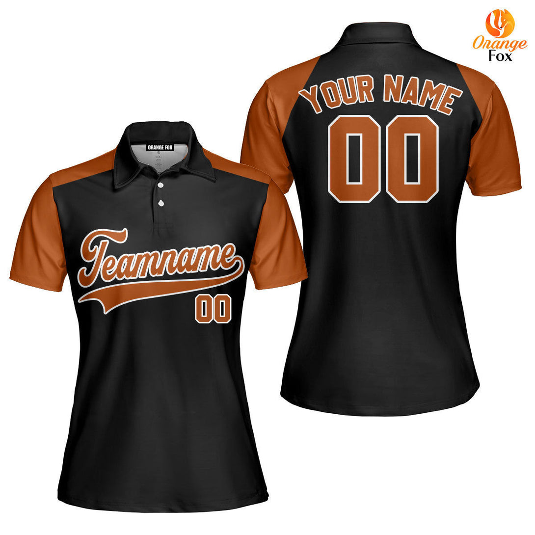 Custom Black Orange Raglan Brown White Custom Polo Shirt For Women