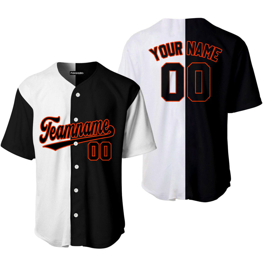 Custom Black Orange White Split Fashion Baseball Jerseys For Men & Women