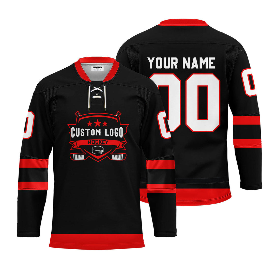 Custom Black Ottawa Lace Neck Hockey Jersey For Men & Women
