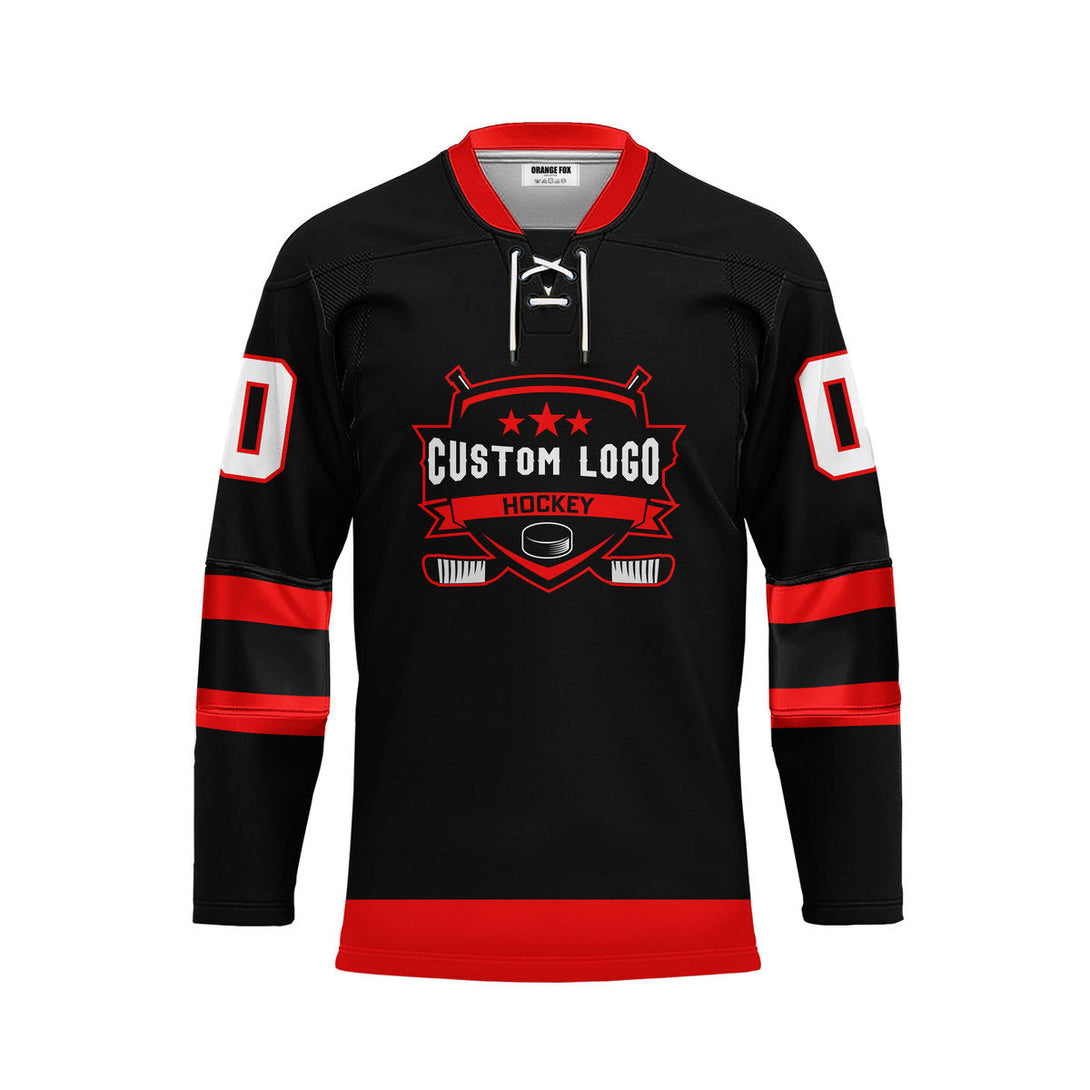 Custom Black Ottawa Lace Neck Hockey Jersey For Men & Women