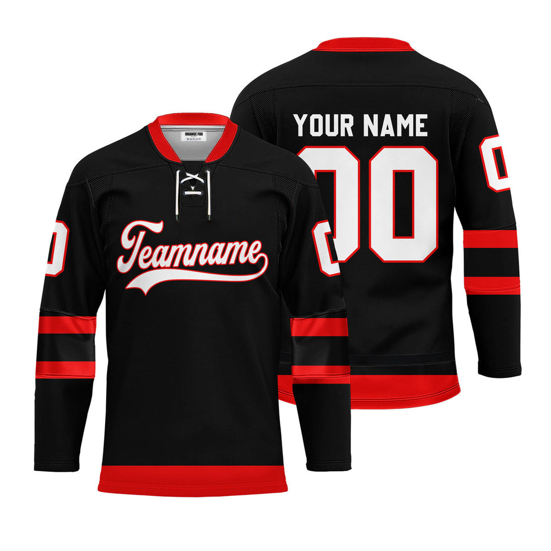Custom Black Ottawa Lace Neck Hockey Jersey For Men & Women
