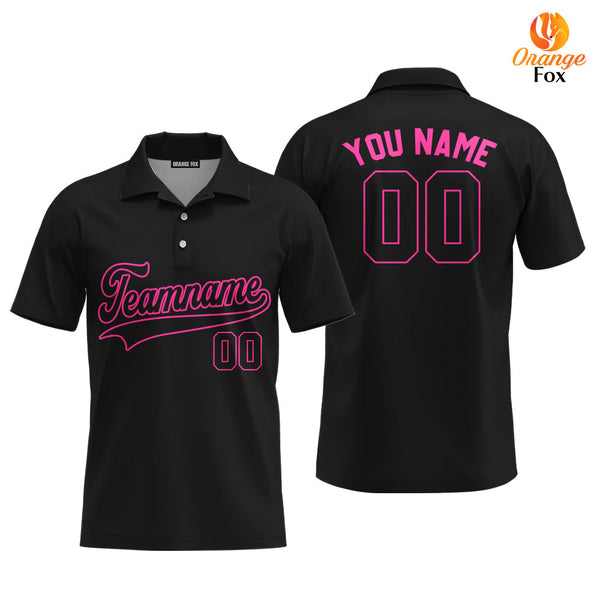 Custom Black Pink Custom Polo Shirt For Men