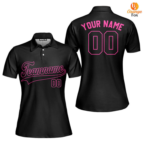 Custom Black Pink Custom Polo Shirt For Women