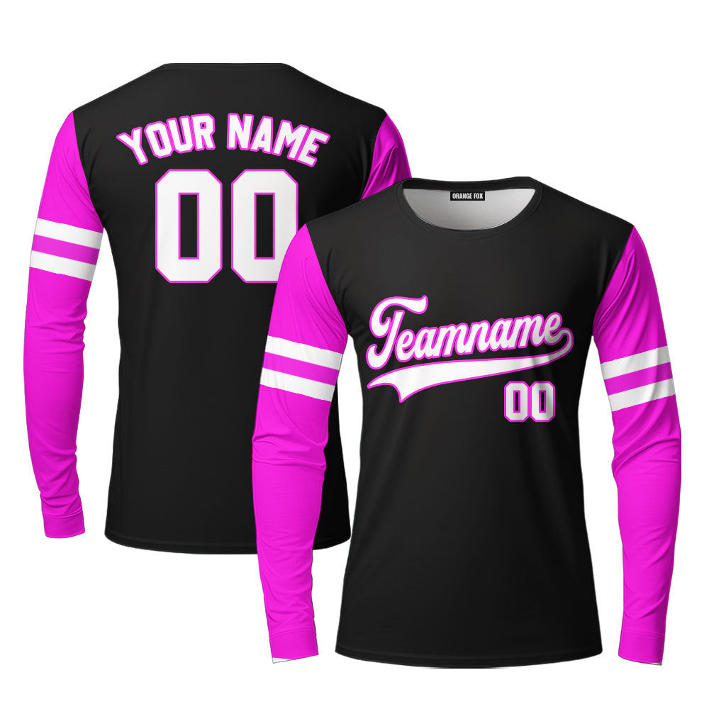 Custom Black Pink Raglan White Pink Custom Long Sleeve T-Shirt For Men & Women