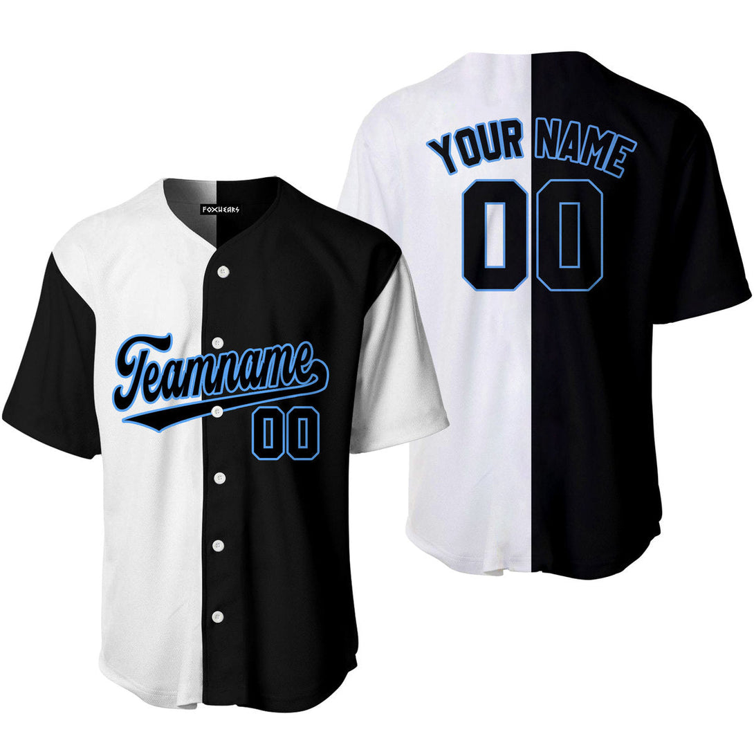 Custom Black Powder Blue White Split Fashion Baseball Jerseys For Men & Women