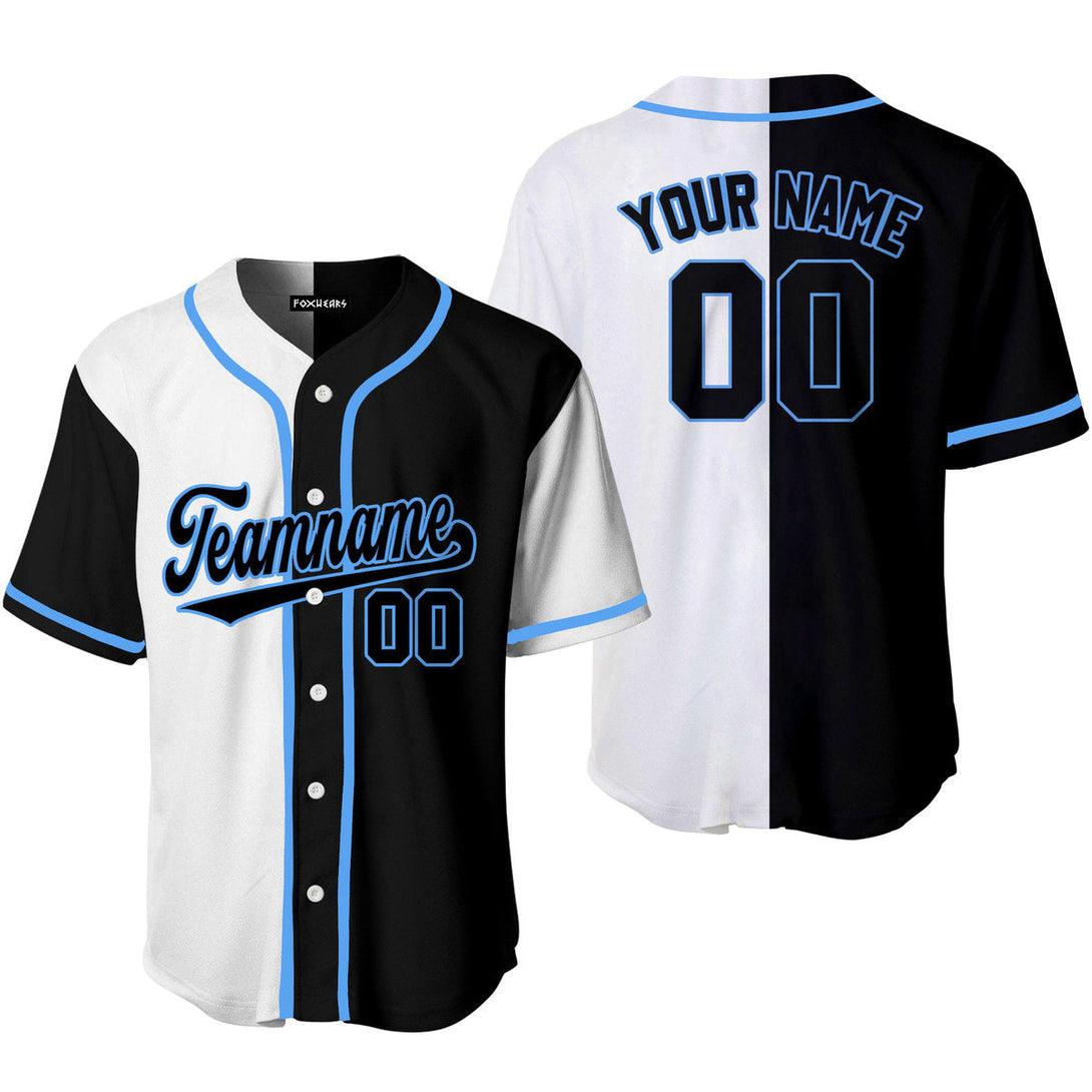 Custom Black Powder Blue White Split Fashion Baseball Jerseys For Men & Women