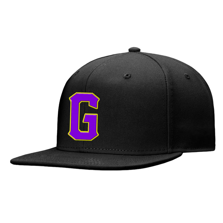 Custom Black Purple And Yellow Snapback Hat