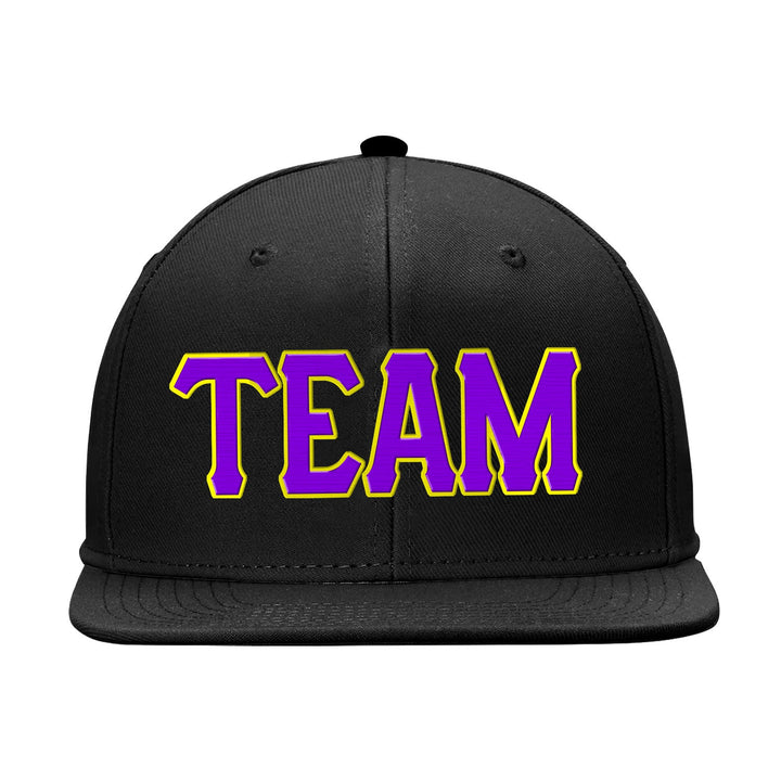 Custom Black Purple And Yellow Snapback Hat