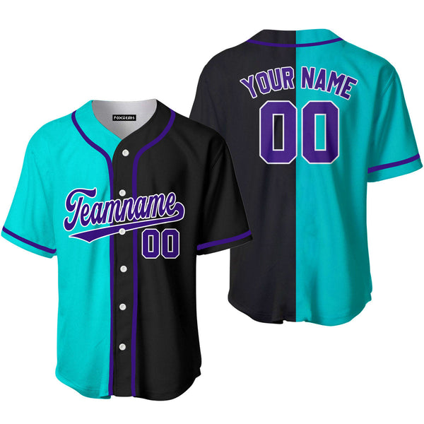 Custom Black Purple Blue Aqua Split Fashion Baseball Jerseys For Men & Women