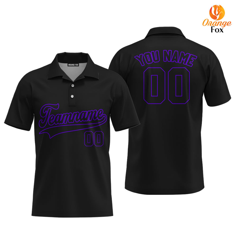 Custom Black Purple Custom Polo Shirt For Men