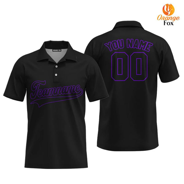 Custom Black Purple Custom Polo Shirt For Men