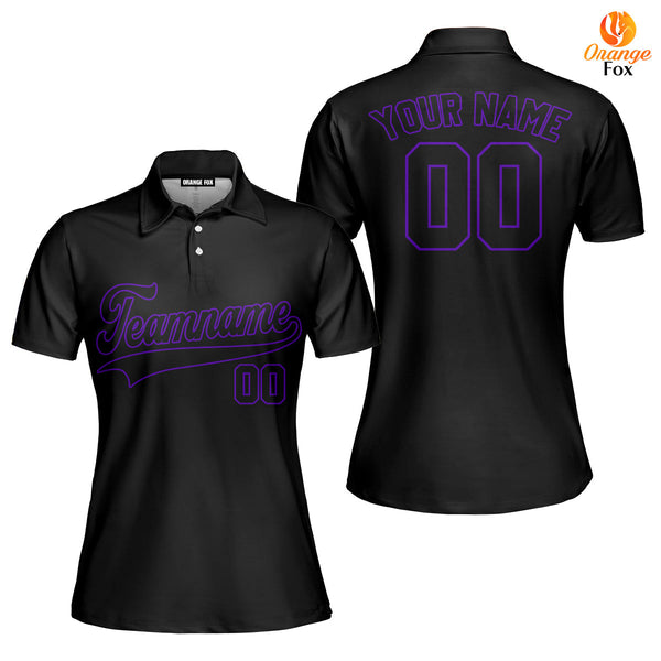 Custom Black Purple Custom Polo Shirt For Women