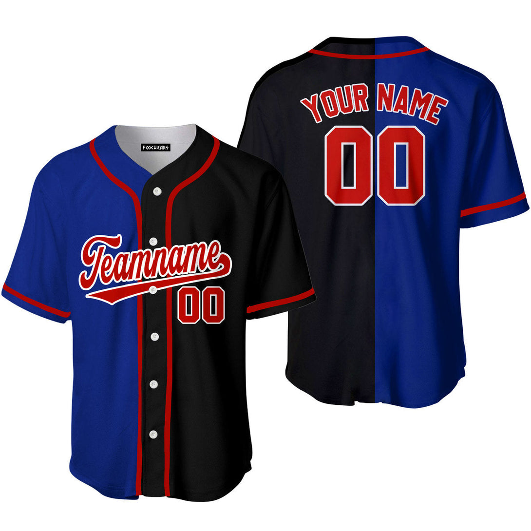 Custom Black Red Blue Split Fashion Baseball Jerseys For Men & Women