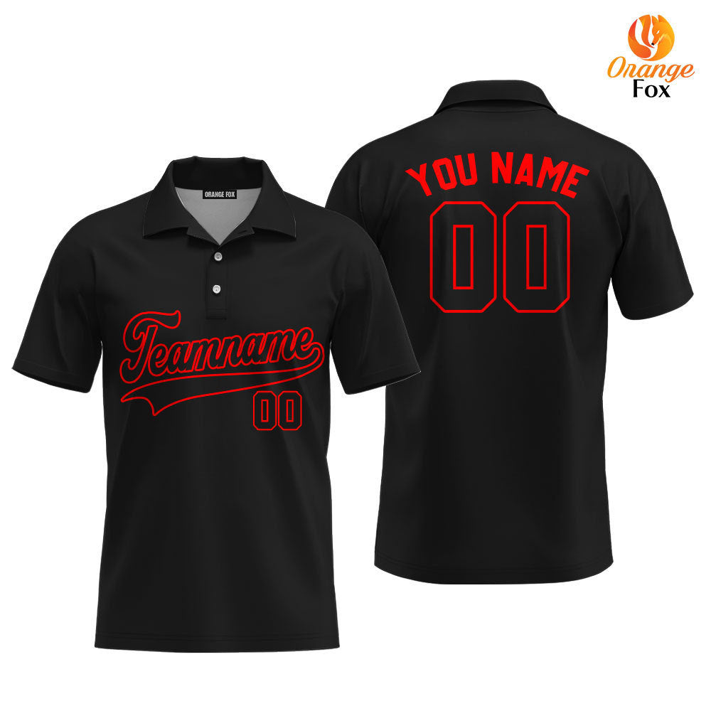 Custom Black Red Custom Polo Shirt For Men