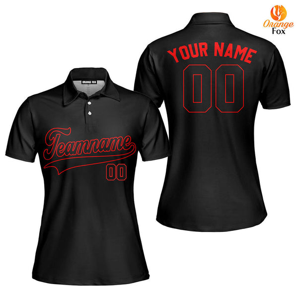 Custom Black Red Custom Polo Shirt For Women