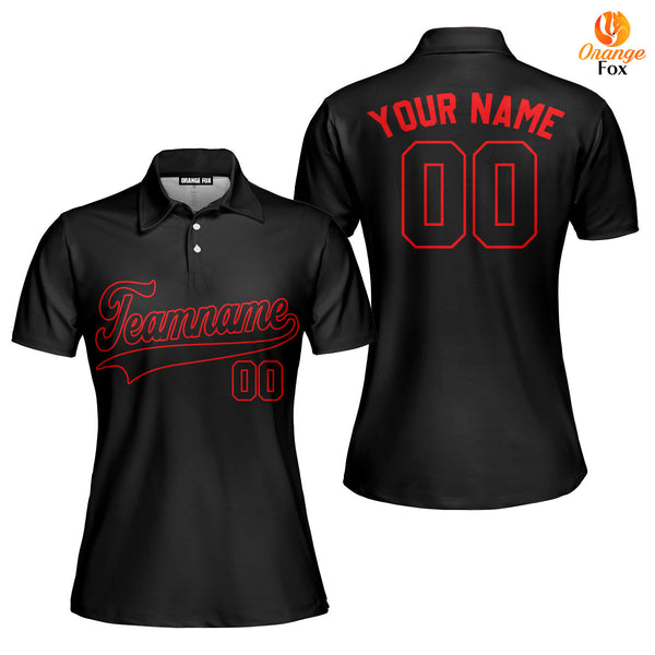 Custom Black Red Custom Polo Shirt For Women