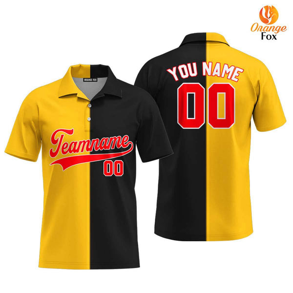 Custom Black Red Gold Custom Polo Shirt For Men