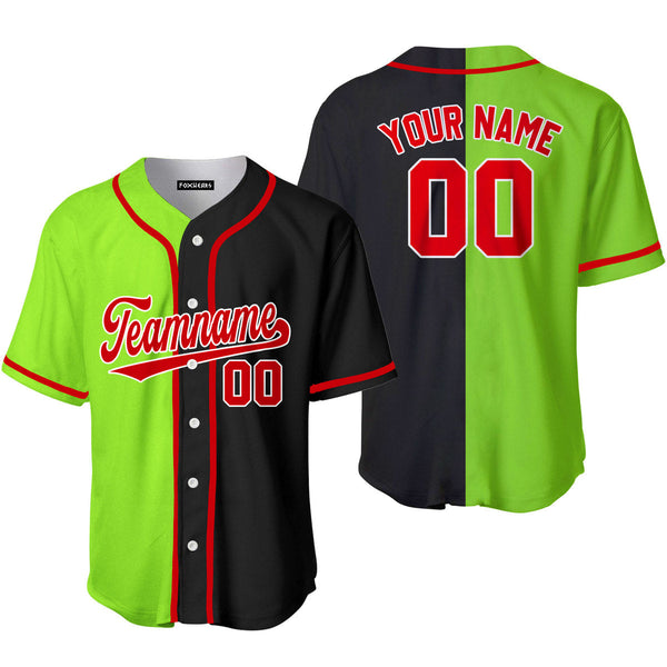 Custom Black Red Neon Green Split Fashion Baseball Jerseys For Men & Women