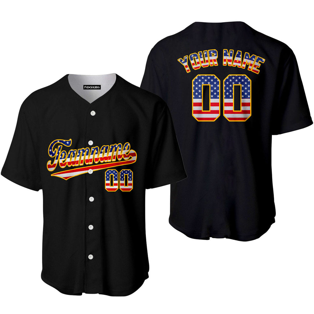 Custom Black Retro American Custom Baseball Jerseys For Men & Women