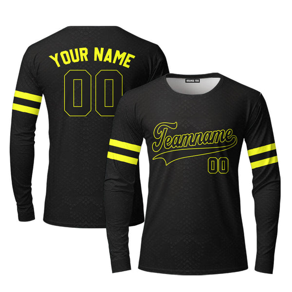 Custom Black Snakeskin Gold Yellow Custom Long Sleeve T-Shirt For Men & Women