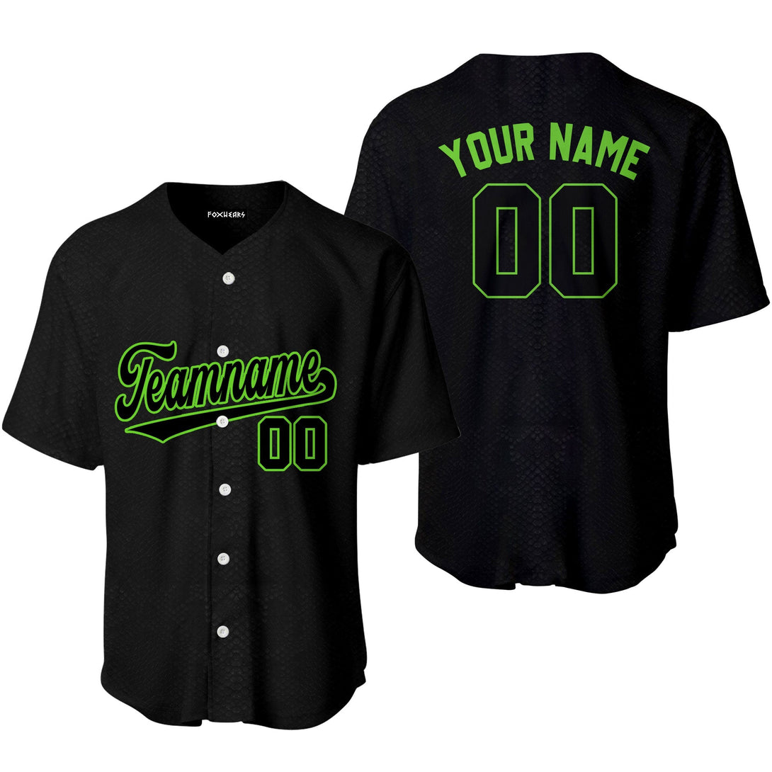 Custom Black Snakeskin Neon Green Custom Baseball Jerseys For Men & Women