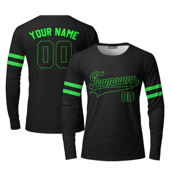 Custom Black Snakeskin Neon Green Custom Long Sleeve T-Shirt For Men & Women