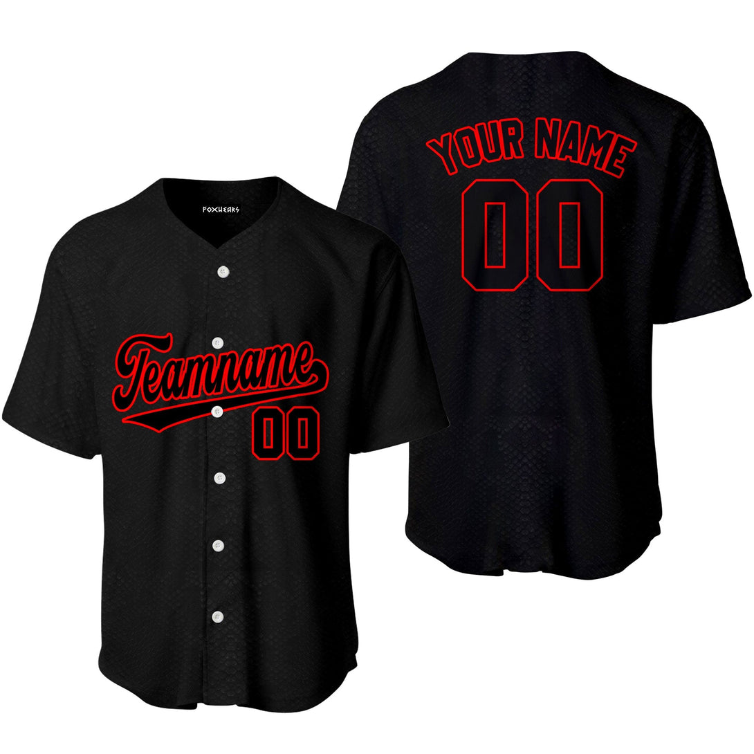 Custom Black Snakeskin Red Custom Baseball Jerseys For Men & Women