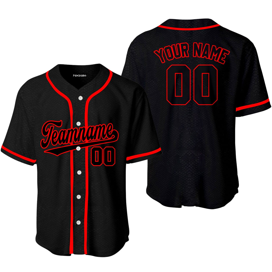 Custom Black Snakeskin Red Custom Baseball Jerseys For Men & Women