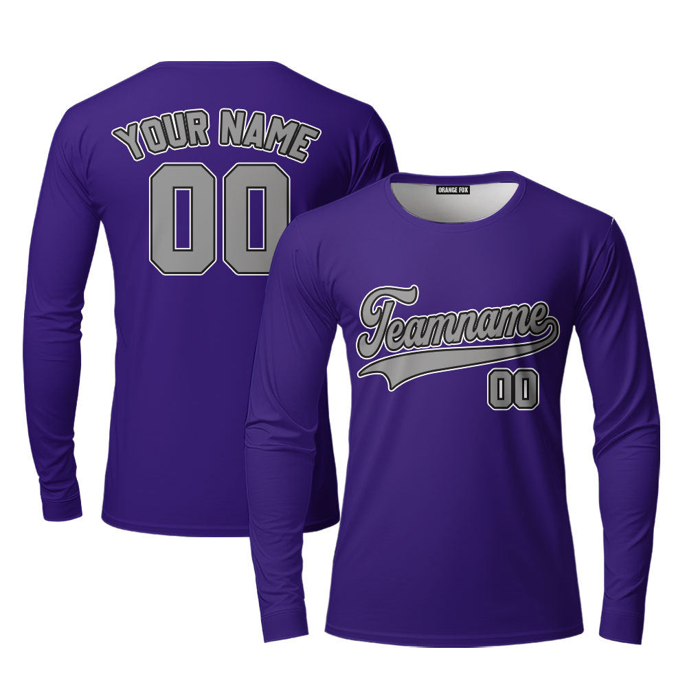 Custom Black White And Purple Custom Long Sleeve T-Shirt For Men & Women