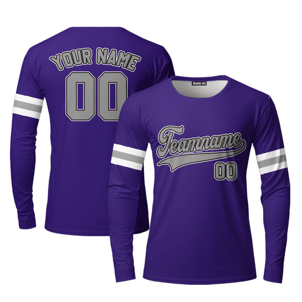 Custom Black White And Purple Custom Long Sleeve T-Shirt For Men & Women