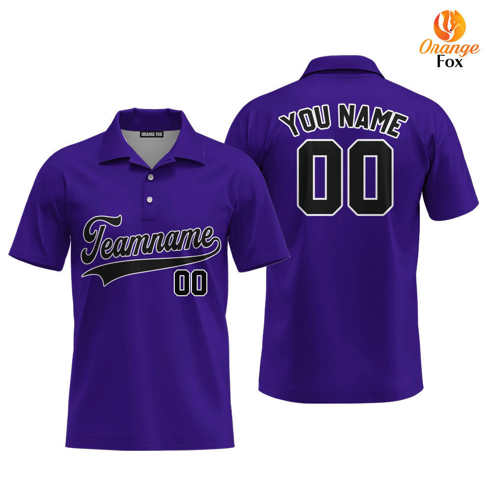 Custom Black White And Purple Custom Polo Shirt For Men