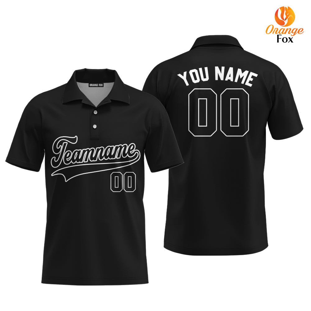 Custom Black White Custom Polo Shirt For Men